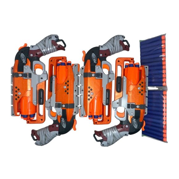 NERF Zombie Strike HammerShot Lot Foam Dart Gun Blaster Lot of 4 Blasters w/Dart - Picture 1 of 1